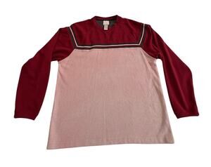 Y2K Xtreme Gear Long Sleeve Shirt Large Ribbed Colorblock Red Pink Heavyweight